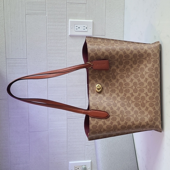 Coach Handbags - Coach Tote in signature Canvas, brass/tan/rust